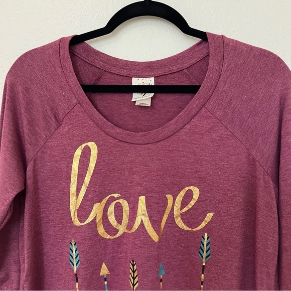 2/$30 Self Esteem Long Sleeve Flowy "LOVE" blouse top SZ L NWT - Picture 2 of 12